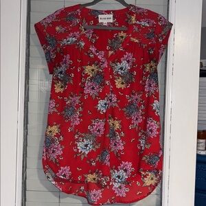 Olive & Oak Red Floral Blouse